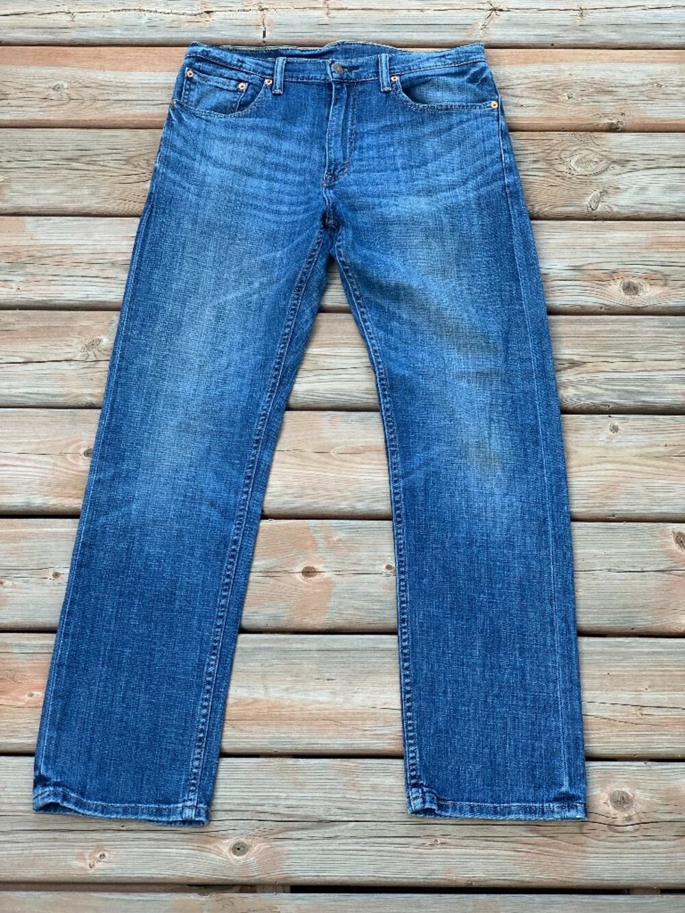 Levi’s 505 Straight Leg Jeans Mens 32x32 Faded Denim Stretch Cotton Boho Preppy